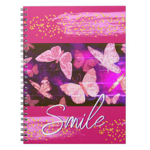 Carnet Joli Papillons rose Points Abstraits