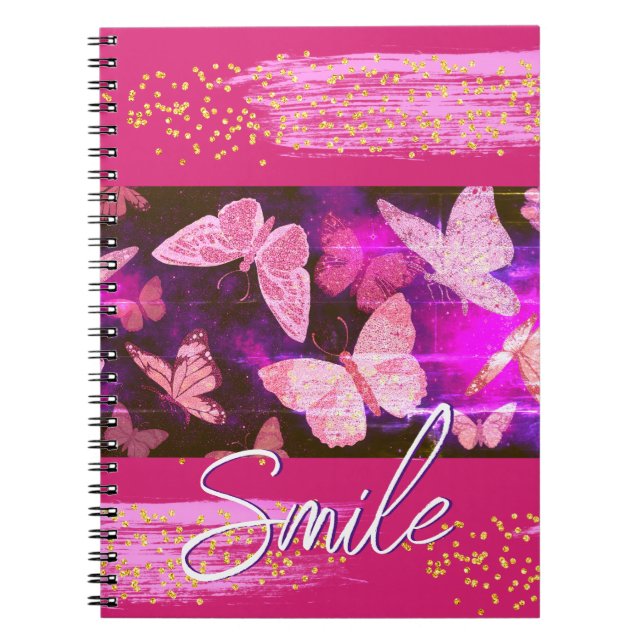 Carnet Joli Papillons rose Points Abstraits (Devant)