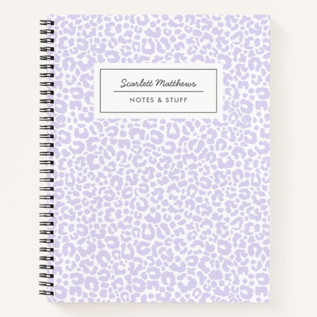 Carnet Joli Pastel Empreinte de léopard Motif pourpre (Devant)