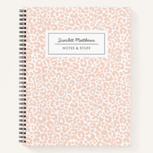 Carnet Joli Pastel Motif Empreinte de léopard Peach