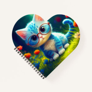 Carnet Joli petit chaton bleu portant des lunettes-47567