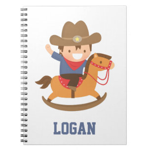 Carnet Joli Petit Cowboy sur Cheval à Bascule Garçons