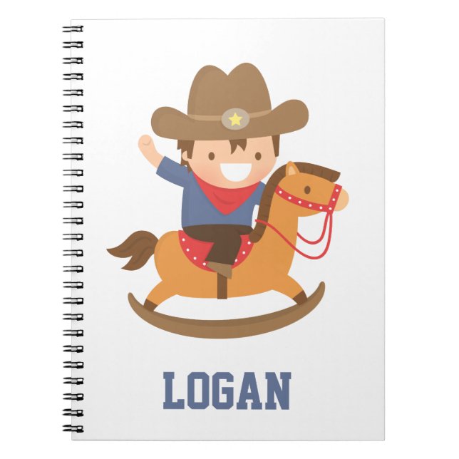 Carnet Joli Petit Cowboy sur Cheval à Bascule Garçons (Devant)