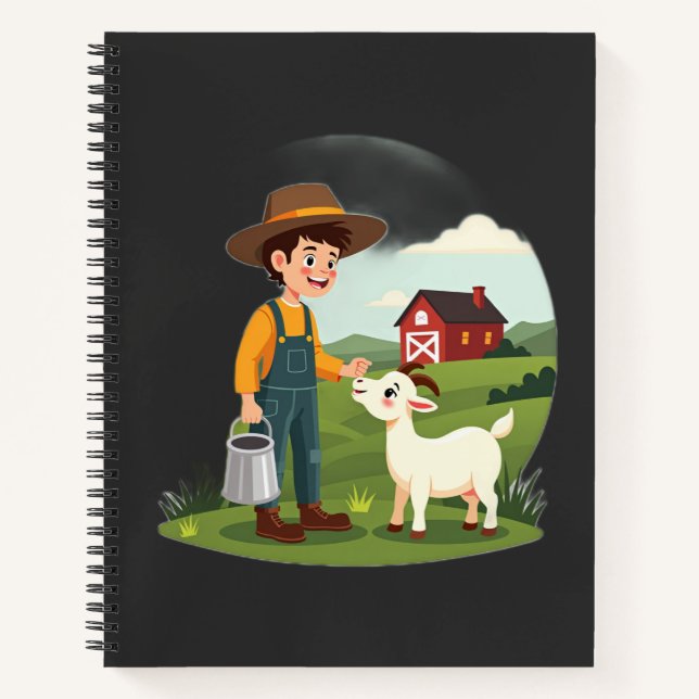 Carnet Joli petit garçon fermier chèvre (Devant)