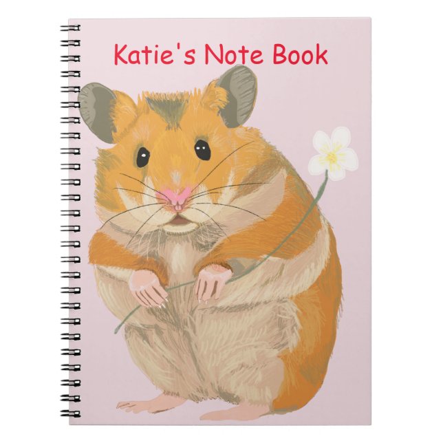 Carnet Joli petit Hamster tenant une fleur (Devant)