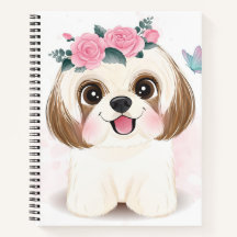 Joli petit tzu shih avec illustration florale