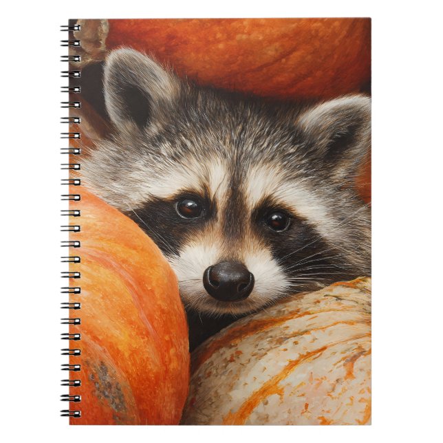 Carnet Joli Raccoon Citrouille caché Patch Art (Devant)