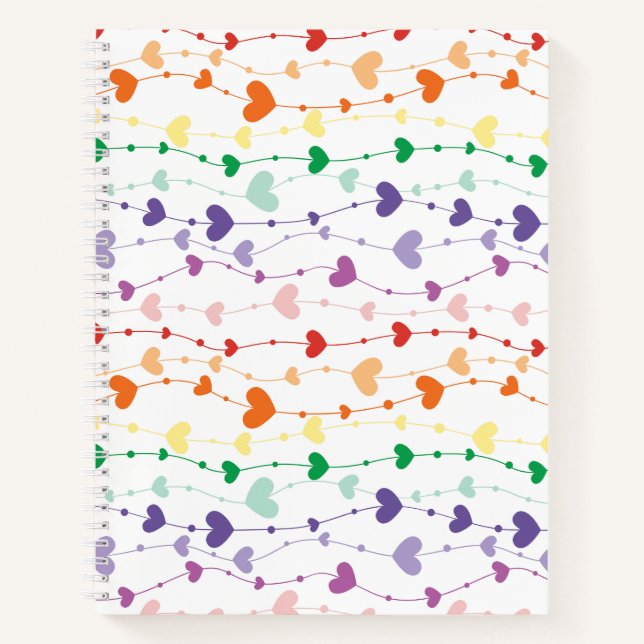 Carnet Joli Rainbow Hearts Motif école pour enfants (Devant)