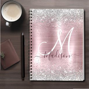 Carnet Joli rose blush argent faux parties scintillant mo