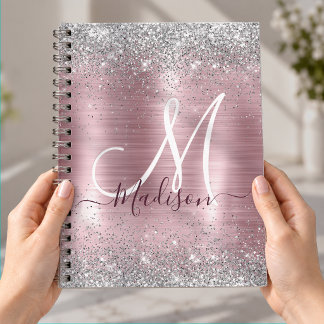 Carnet Joli rose blush argent faux parties scintillant mo