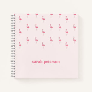 Carnet Joli rose flamingo nom personnalisé rose