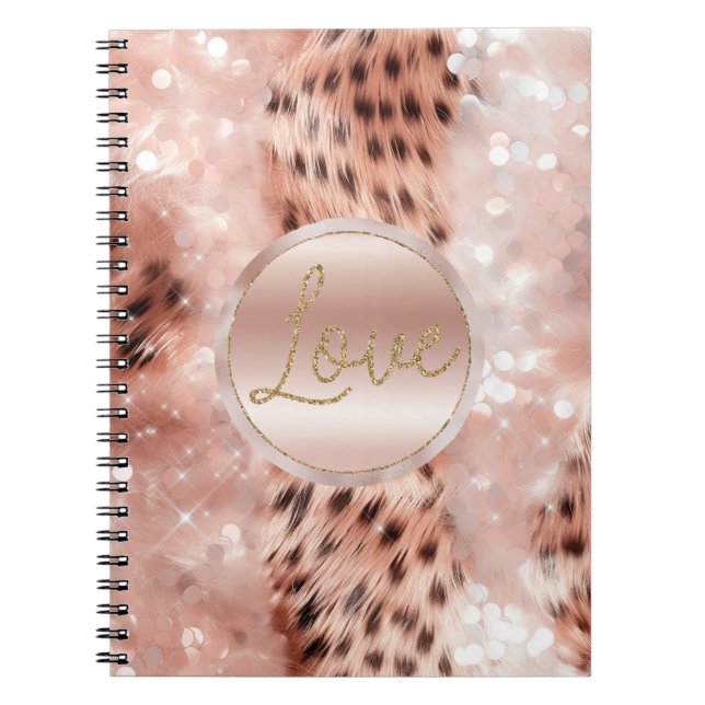 Carnet Joli Rose Gold Leopard Bokeh (Devant)