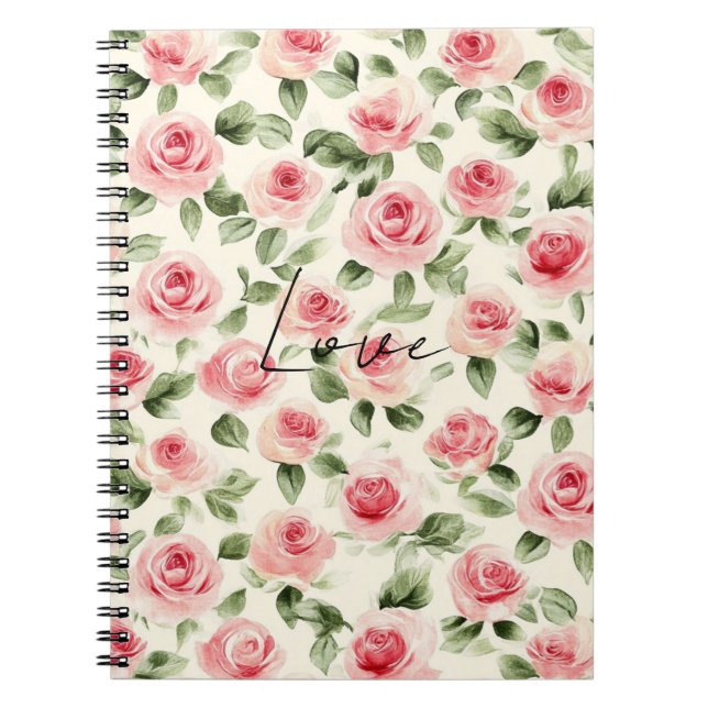 Carnet Joli rose Roses Floral (Devant)