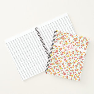 Carnet Joli Roses avec Monogramme et Nom