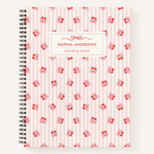 Carnet Joli Ruban de Cerise Coquette avec Rayures Personn