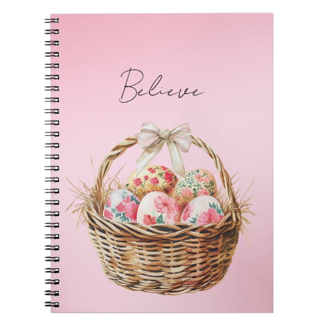 Carnet Joli ruban de panier de Pâques floral de printemps (Devant)