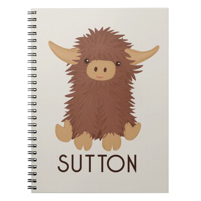 Carnet Joli, shaggy Highland vache conception personnalis (Devant)