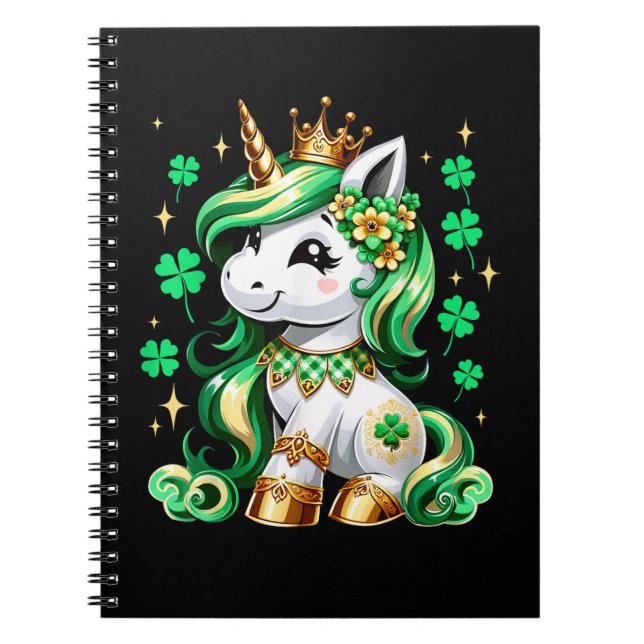 Carnet Joli Shamrock Licorne St Patrick  (Devant)
