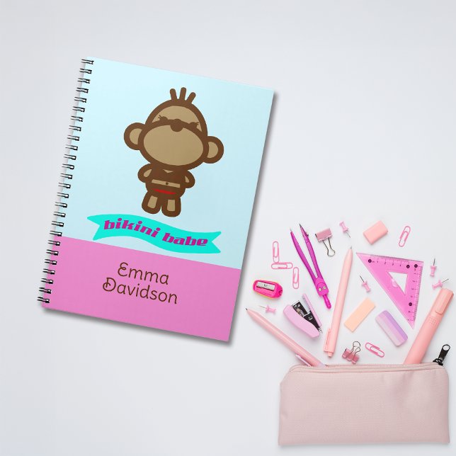 Carnet Joli Singe Nom Personnalisé (Créateur téléchargé)