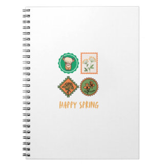 Carnet Joli Tampon de Printemps Vache des Highlands