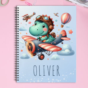 Carnet Joli Trex Dinosaure Pilotant un Avion Charmant