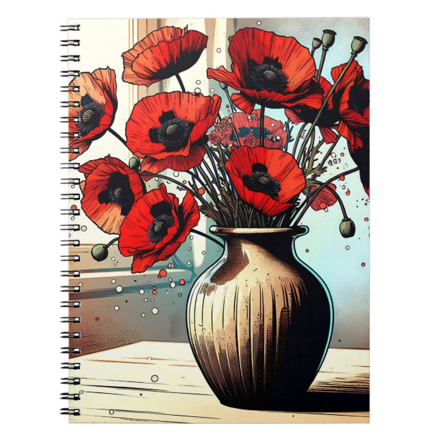 Carnet Joli Vase de Red Poppies ai art (Devant)
