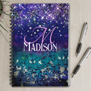 Carnet Joli violet turquoise ombre parties scintillant mo