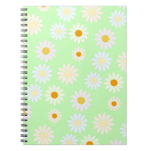 Carnet Jolie aquarelle colorée Motif marguerite vert