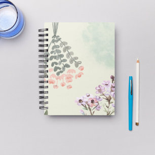 Carnet Jolie aquarelle pastel patinée de verdure fleurie