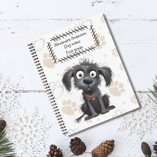 Carnet Jolie caricature chiot noir sur arrière - plan de