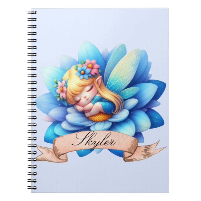 Carnet Jolie fée endormie rêves doux floraux fantaisistes (Devant)