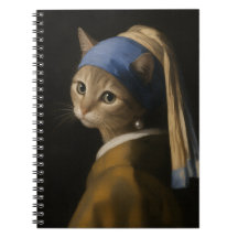 Jolie Fille au Chat au Collier de Perle Art