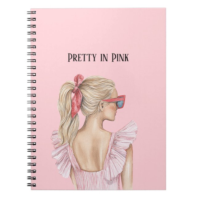 Carnet Jolie fille blonde rose (Devant)