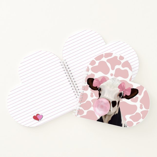 Carnet Jolie fille Bubblegum rose soufflant vache (Intérieur)