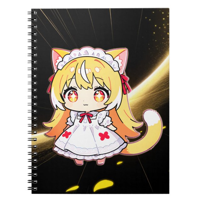 Carnet Jolie Fille Chibi Blonde en Robe Midi (Devant)