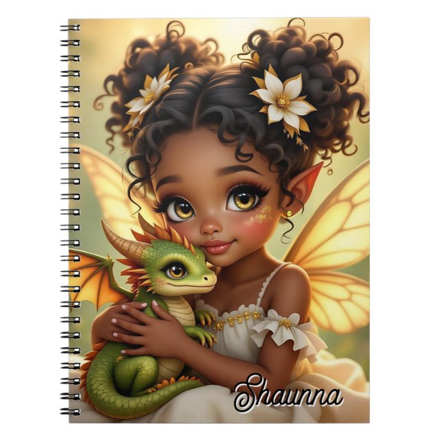 Carnet Jolie Fille Fée Anime et Dragon Chibi (Devant)