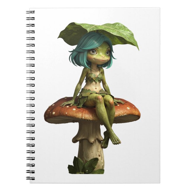 Carnet Jolie Fille Grenouille Assise sur Champignon (Devant)