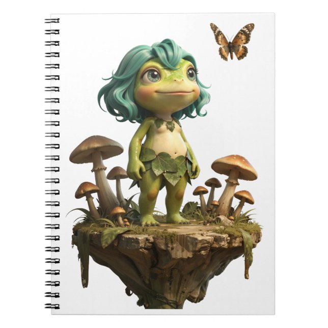 Carnet Jolie Fille Grenouille Parmi les Champignons avec  (Devant)