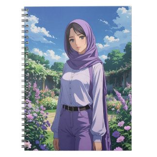 Carnet Jolie fille portant un écusson pourpre