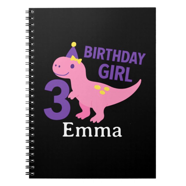 Carnet Jolie fille pour l'anniversaire de Dino - Célébrat (Devant)