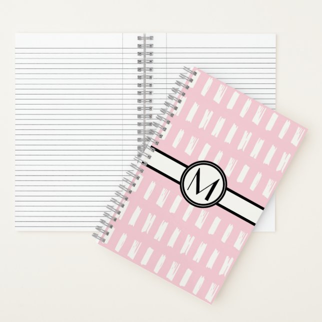 Carnet Jolie fille rose et crème Motif Monogramme (À l'intérieur)