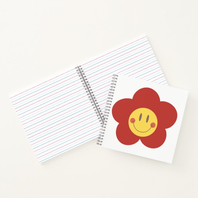 Carnet Jolie fleur souriante Rétro esthétique Visage heur (Intérieur)