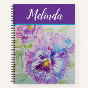 Carnet Jolie Floral Pastel Pansy Purple Aquarelle