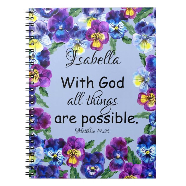 Carnet Jolie florale Pansy Flower Inspirational Scripture (Devant)