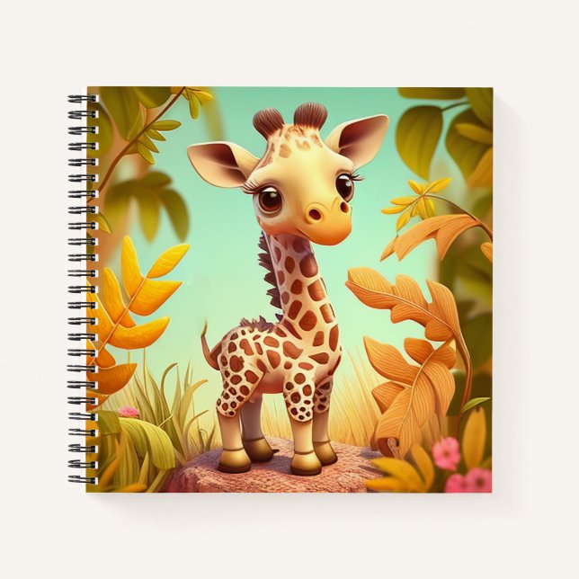 Carnet Jolie Giraffe bébé Animée (Devant)