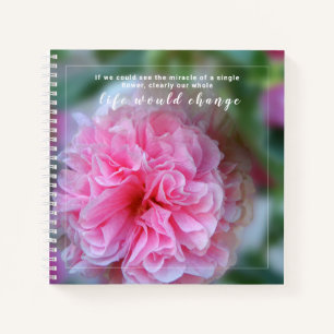 Carnet Jolie Hollyhock Fleurs Roses Avec Citation