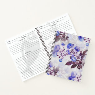 Carnet Jolie impression de fleurs violettes
