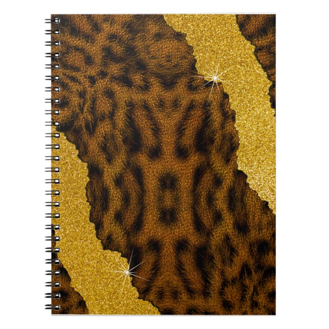 Carnet Jolie Impression de Léopard en Cuir avec Paillette (Devant)