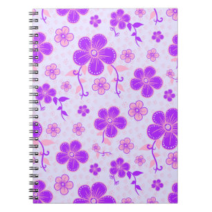Carnet Jolie impression florale violet et rose sur Lavend