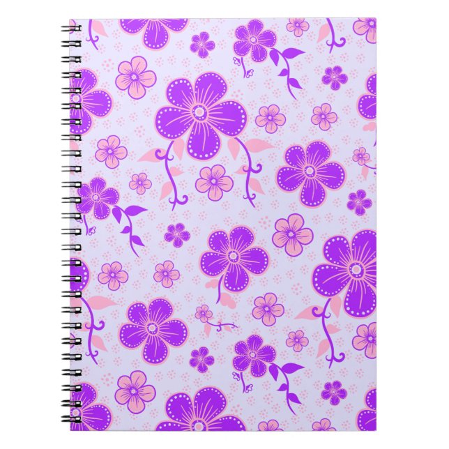 Carnet Jolie impression florale violet et rose sur Lavend (Devant)